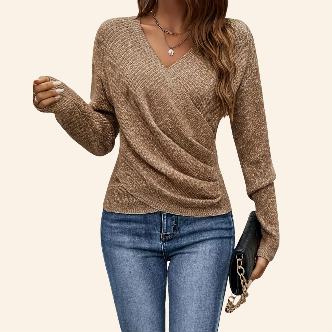 FLORENCE | ELEGANT WRAP V-NECK TOP
