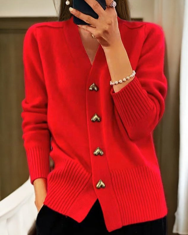 Adele - Charming Heart Button Cardigan