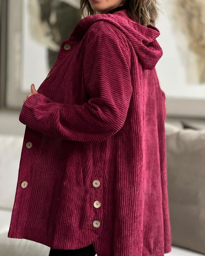 Amélie - Cozy Bordeaux Corduroy Coat
