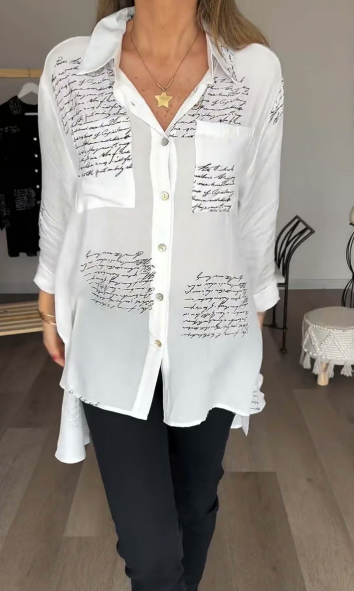 Maika - Bold Letter Print Shirt