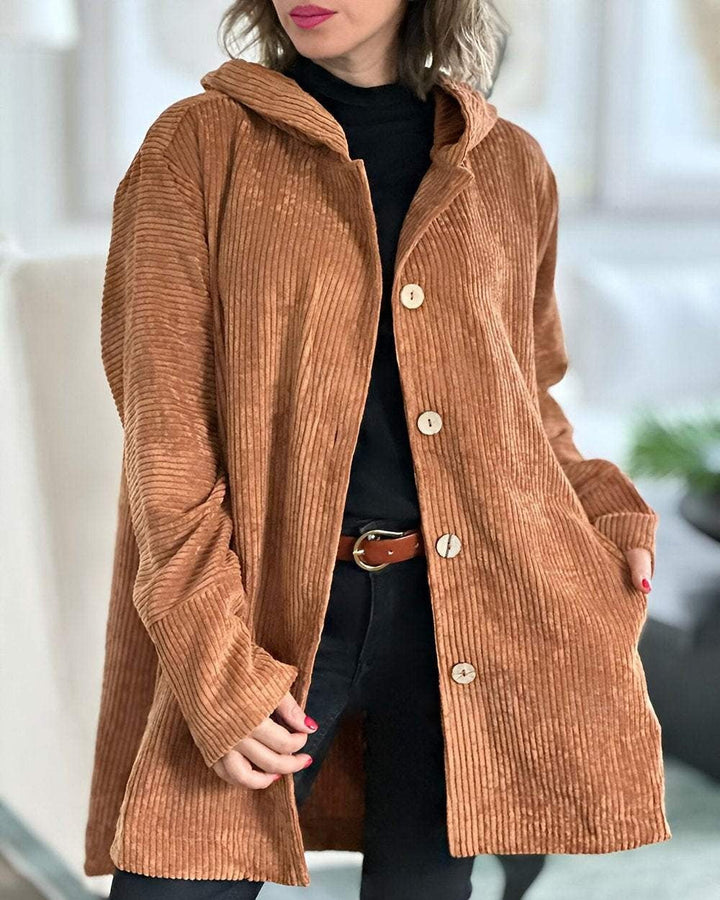 Amélie - Cozy Bordeaux Corduroy Coat