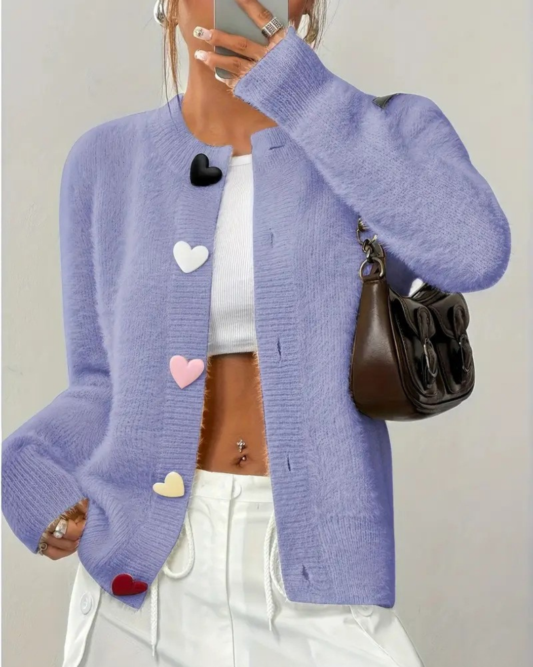 Claire™ Heart Button Cardigan
