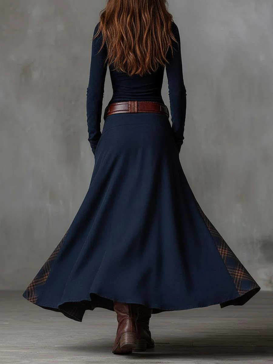SOFIA | NAVY VINTAGE SUEDE MAXI DRESS