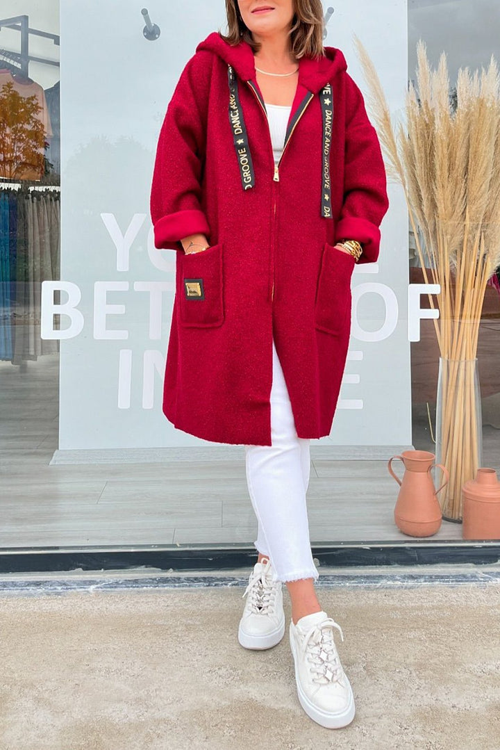 Caroline - Chic Lambswool Hooded Coat