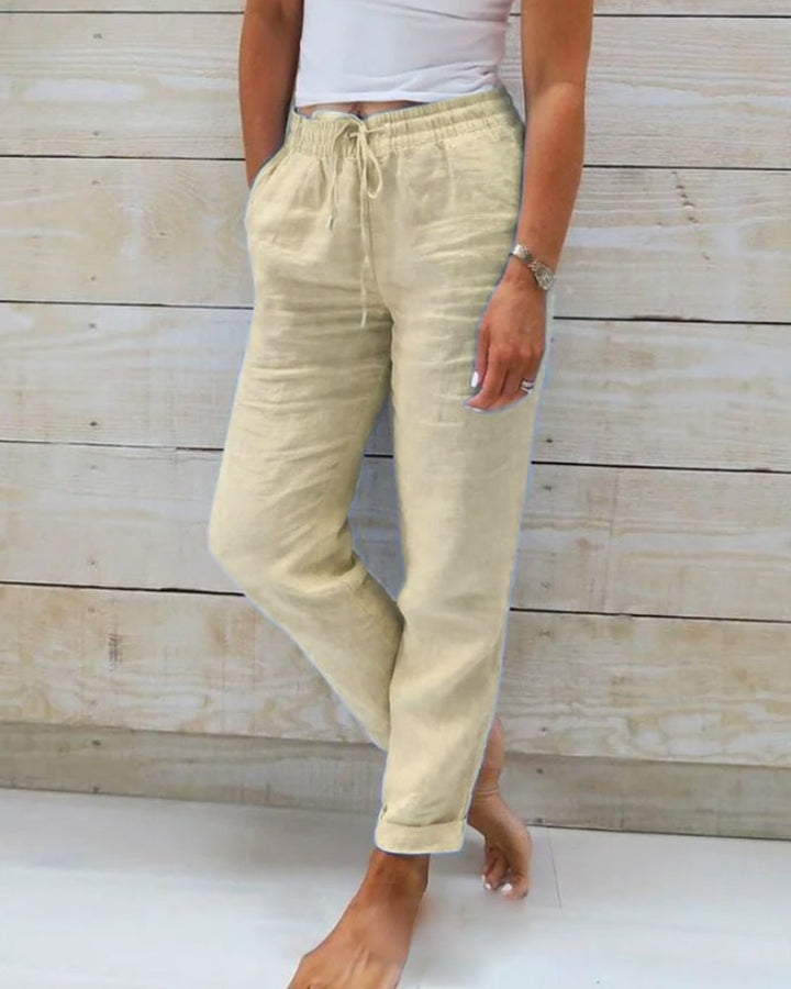 Monica - Luxurious Cotton-Linen Trousers