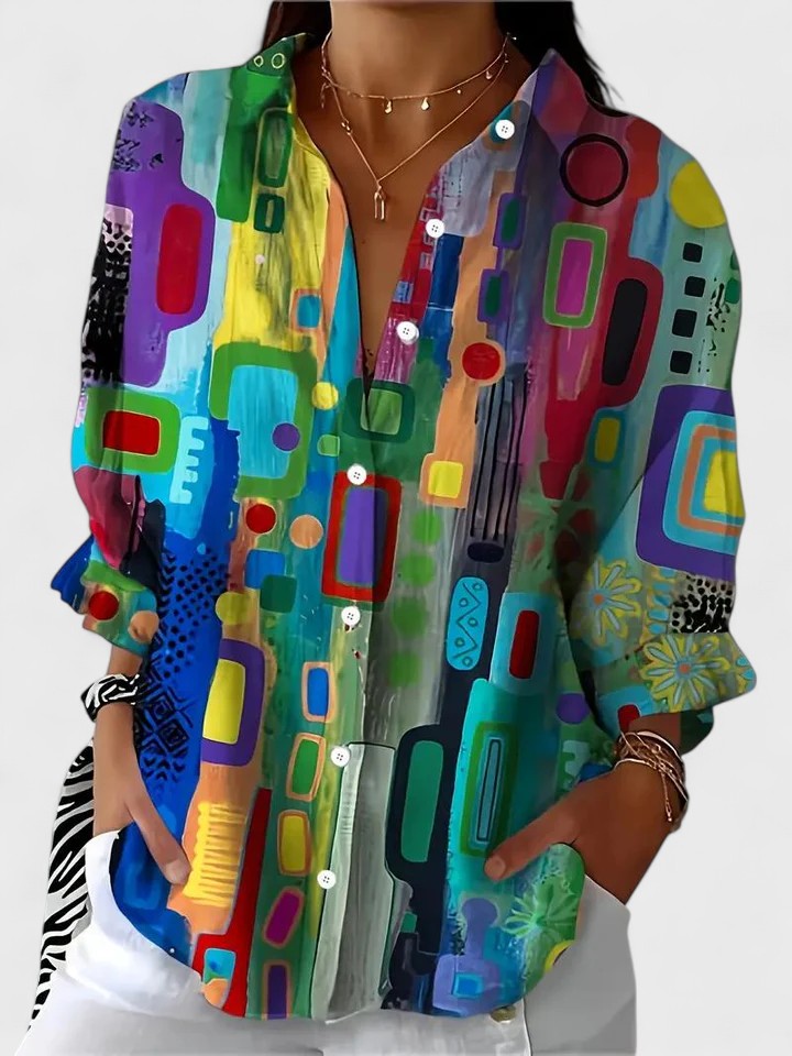 Victoria | Elegant Geometric Pattern Blouse